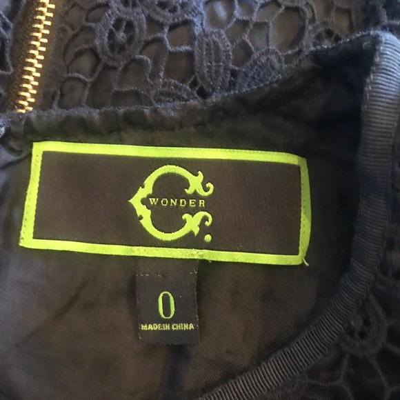 Wonder Navy Blue Crewneck Lace Overlay 3/4 sleeve Midi Dress size 0 - Picture 6 of 9